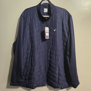 Callaway Golf XXL Full Zip Quilted Jacket Peacoat Blue UPF 50- NWT CGRFD0D4BC